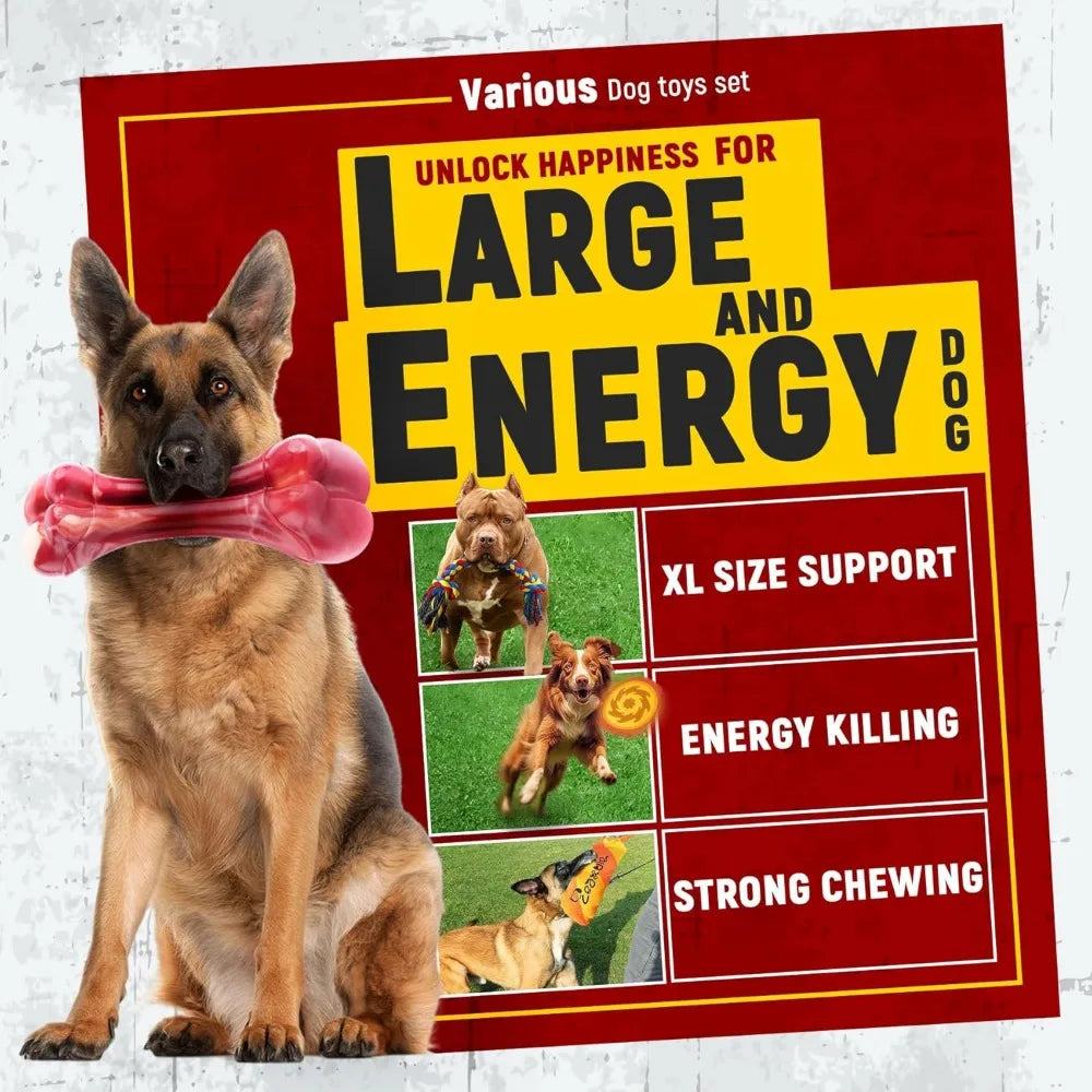 Zeaxuie 12 Pack Heavy Duty Various Dog Chew Toys Pack for Aggressive Chewers - Includes Large Rope Toys, Squeaky Toys & Indestru